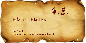 Hári Etelka névjegykártya